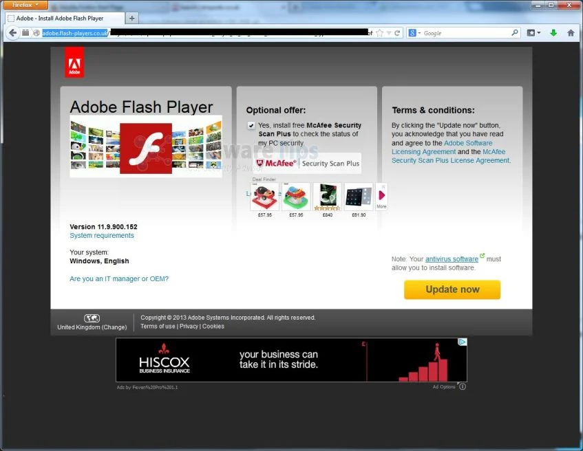 Adobe.flash-players.co.uk pop-up virus Picture of Adobe.flash-players.co.uk pop-up virus