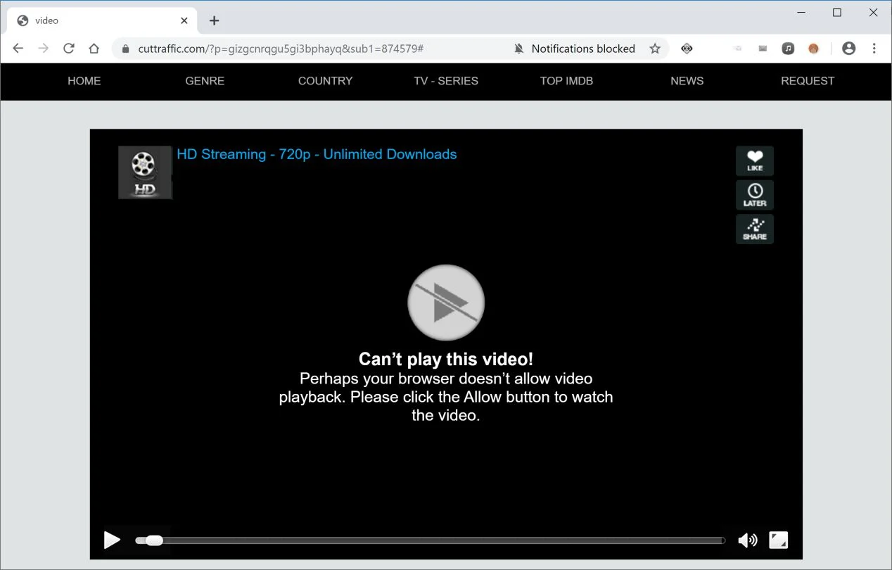 How to remove Cuttraffic.com pop-up ads (Virus Removal Guide) 1 Image: Chrome browser is redirected to Cuttraffic.com