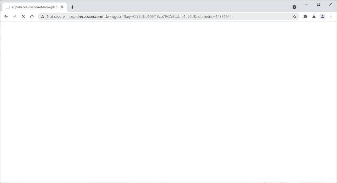 Image: Chrome browser is redirected to Cupidrecession.com