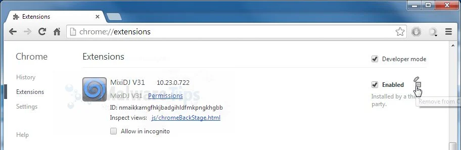 [Image: Mixi DJ Toolbar Chrome extension]