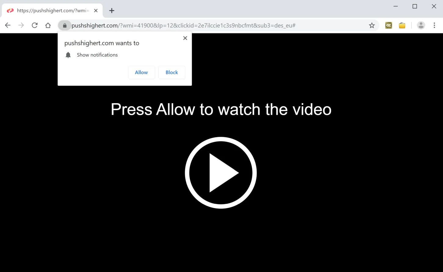 How to remove Pushshighert.com pop-up ads (Virus Removal Guide) 1 Image: Chrome browser is redirected to Pushshighert.com