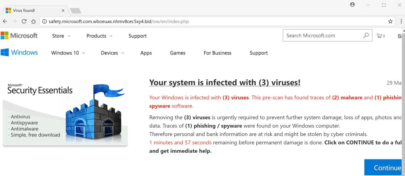 Virus Found Pop-up Scam adware