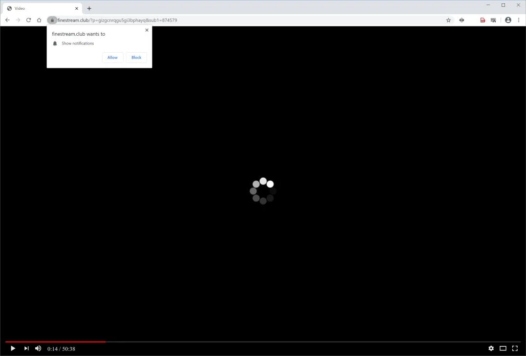 How to remove Finestream.club pop-up ads (Virus Removal Guide) 1 Image: Chrome browser is redirected to Finestream.club