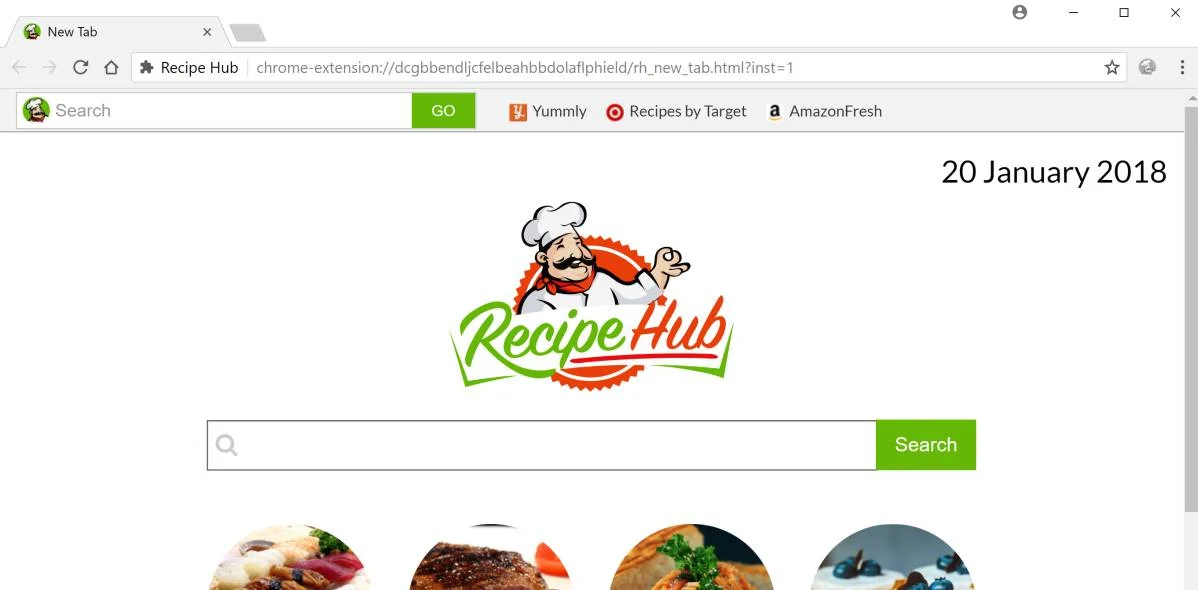 Recipe Hub New Tab redirect