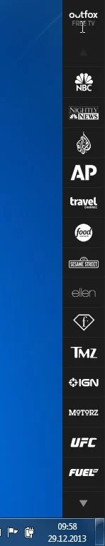 [Image: Outfox TV toolbar pop-up]