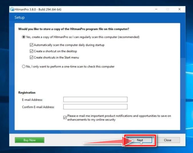 Click Next to complete the HitmanPro installation HitmanPro final installer screen