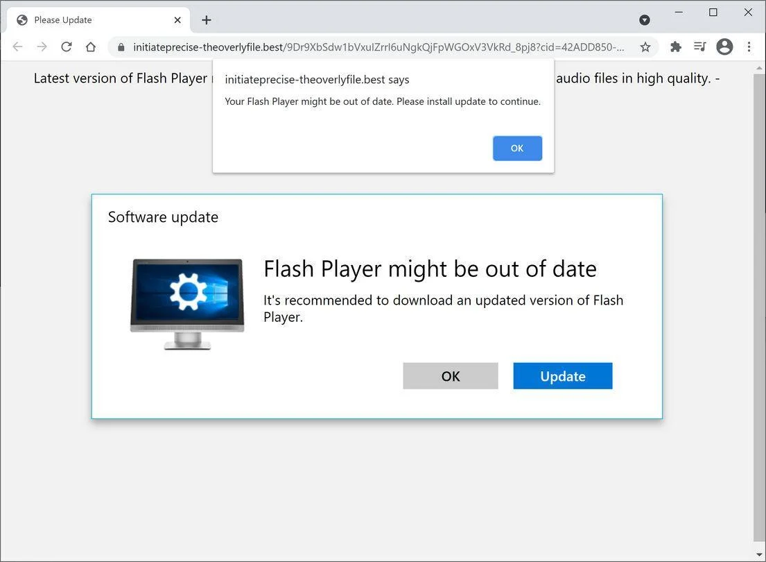 Remove Initiateprecise-theoverlyfile.best scam (Virus Removal Guide) 1 Image: Chrome browser is redirected to Initiateprecise-theoverlyfile.best