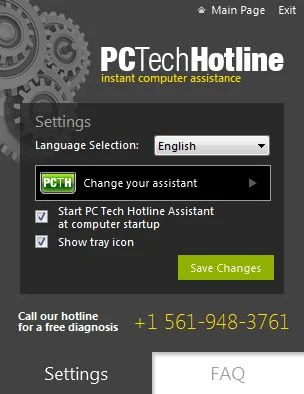PCTechHotline pop-up virus Picture of PCTechHotline pop-up virus