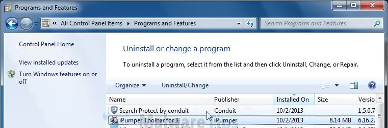 [Image: Uninstall iPumper Toolbar from Windows]