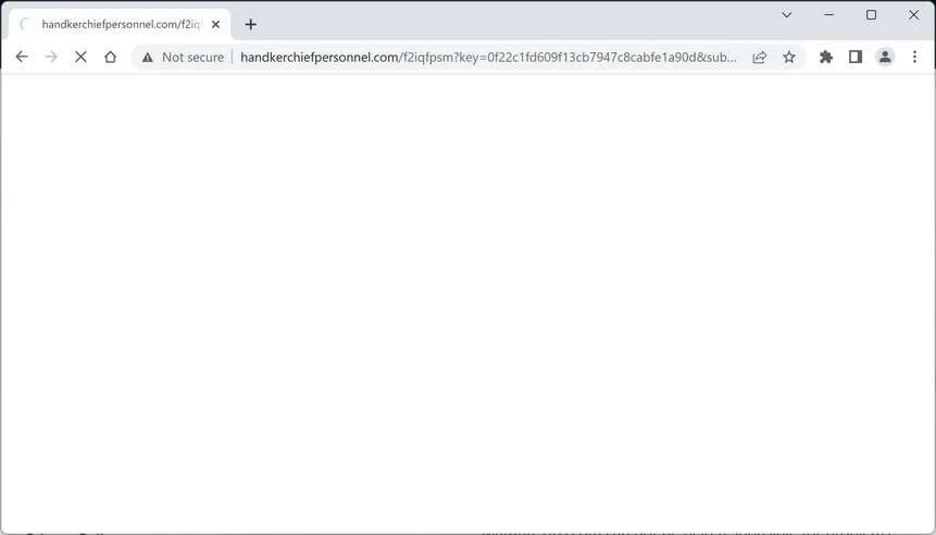 Image: Chrome browser is redirected to the Handkerchiefpersonnel.com site