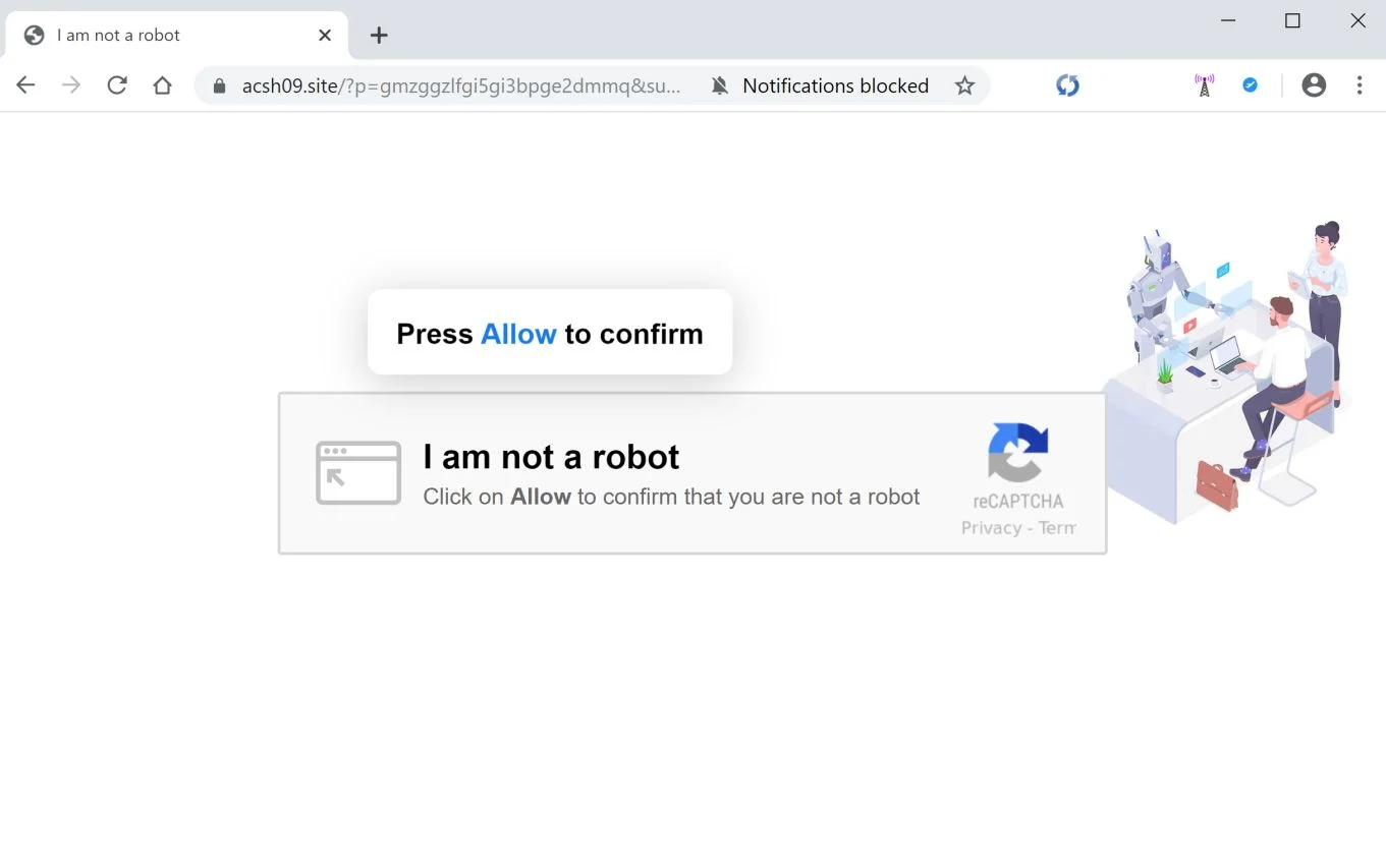 How to remove Acsh09.site pop-up ads (Virus Removal Guide) 1 Image: Chrome browser is redirected to Acsh09.site