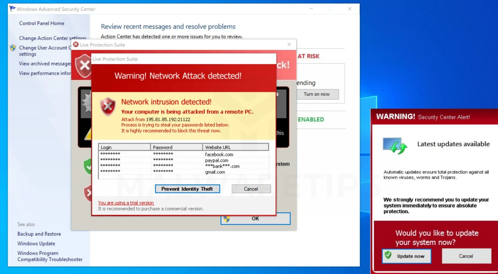 How to remove Live Protection Suite (Virus Removal Guide) 2 Image: Live Protection Suite fake alerts