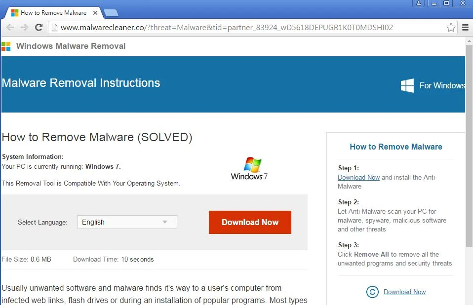 malwarecleaner.co pop-ups