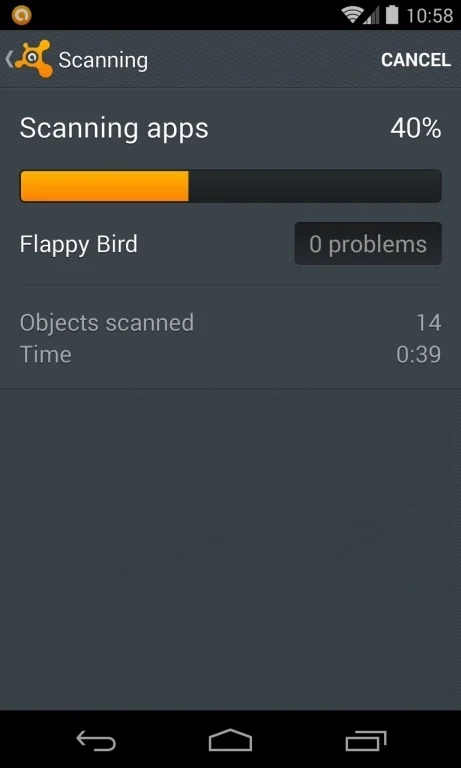 [Image: Avast Mobile Security scanning for Android viruses]