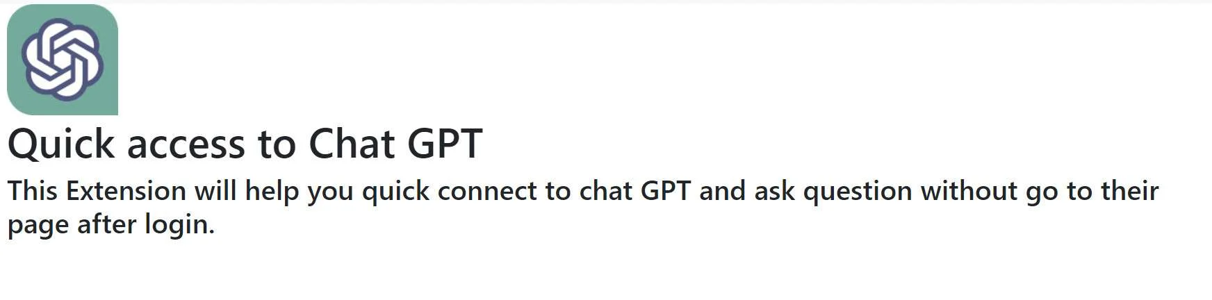 Image: Quick Access To Chat GPT Chrome Extension