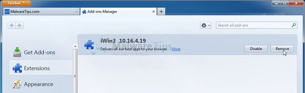 [Image: iWin Toolbar Firefox extension]