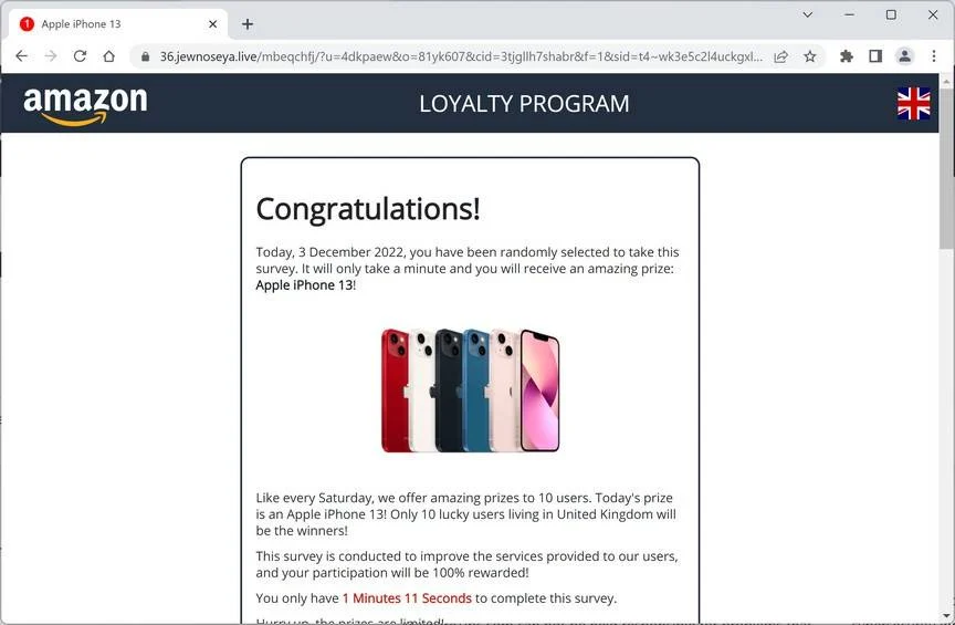 How To Remove Jewnoseya.live Ads (Virus Removal Guide) 1 Image: Jewnoseya.live Fake Amazon Loyalty Program Survey