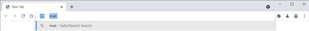 Image: Chrome browser is redirected to Safe2Search Search