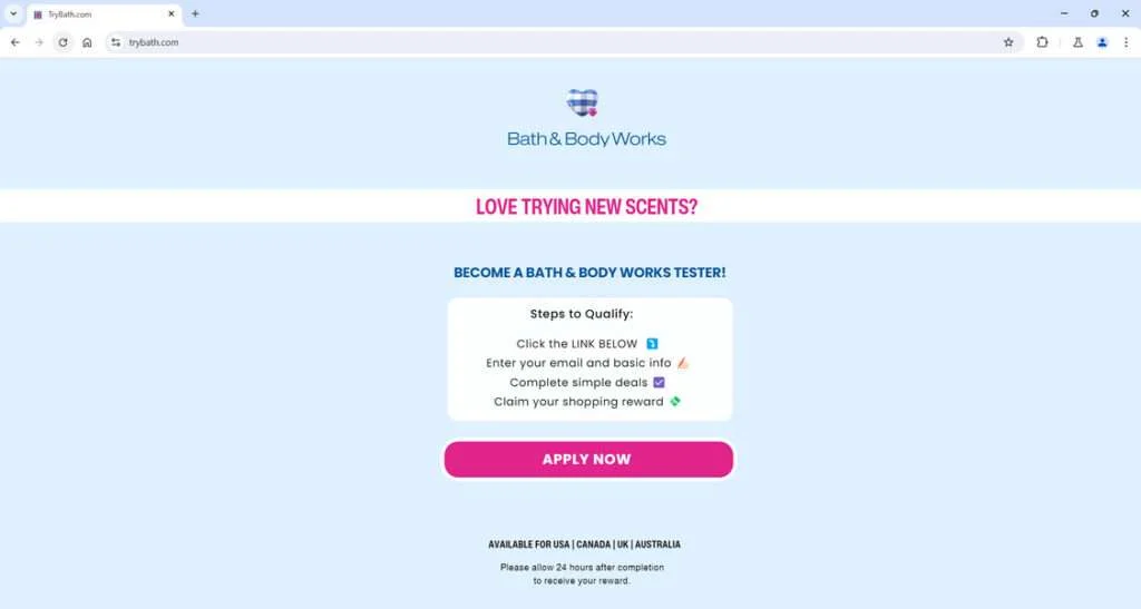 Steer Clear of the Fake Bath & Body Works Tester Scam 1 Trybath.com scam