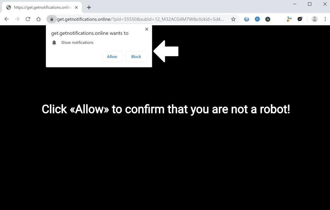 Remove Get.getnotifications.online pop-up ads (Virus Removal Guide) 1 Image: Chrome browser is redirected to Get.getnotifications.online