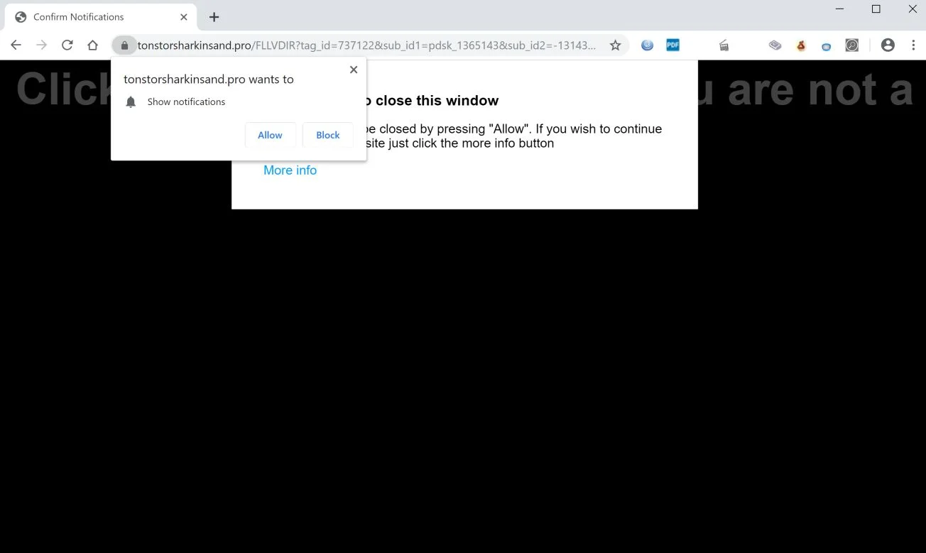 How to remove Tonstorsharkinsand.pro pop-up ads (Virus Removal Guide) 1 Image: Chrome browser is redirected to Tonstorsharkinsand.pro
