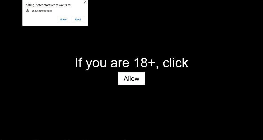 Image: Chrome browser is redirected to Dating-hotcontacts.com