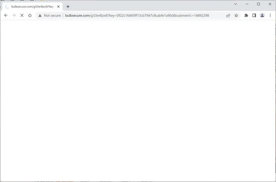  Image: Chrome browser is redirected to Bulbsecure.com