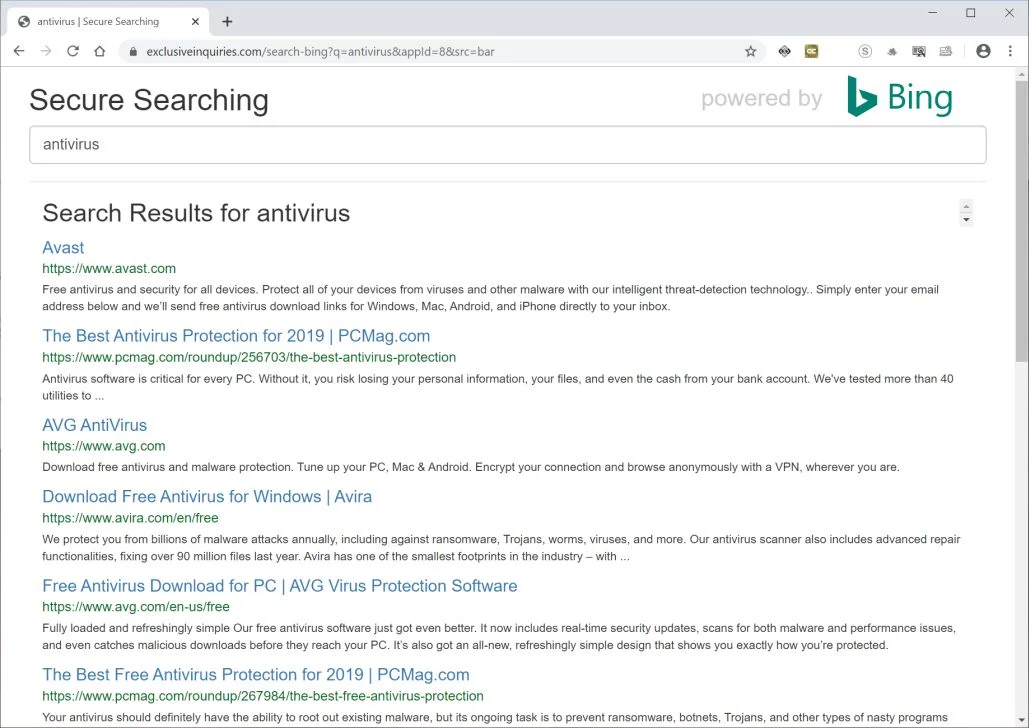 How to remove Exclusiveinquiries.com redirect (Virus Removal Guide) 1 Image: Chrome browser is redirected to Exclusiveinquiries.com