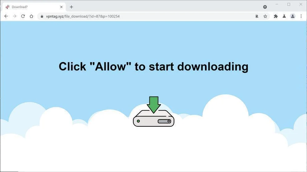 Remove Vpntag.xyz pop-up ads (Virus Removal Guide) 1 Image: Chrome browser is redirected to Vpntag.xyz