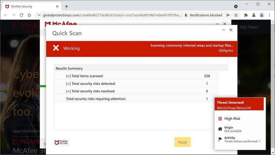 Remove Globalprotectionpc.com scam (Virus Removal Guide) 1 Image: Chrome browser is redirected to Globalprotectionpc.com