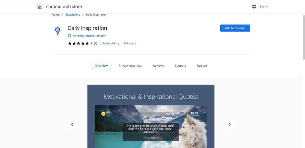 Image: Daily Inspiration Chrome new tab page