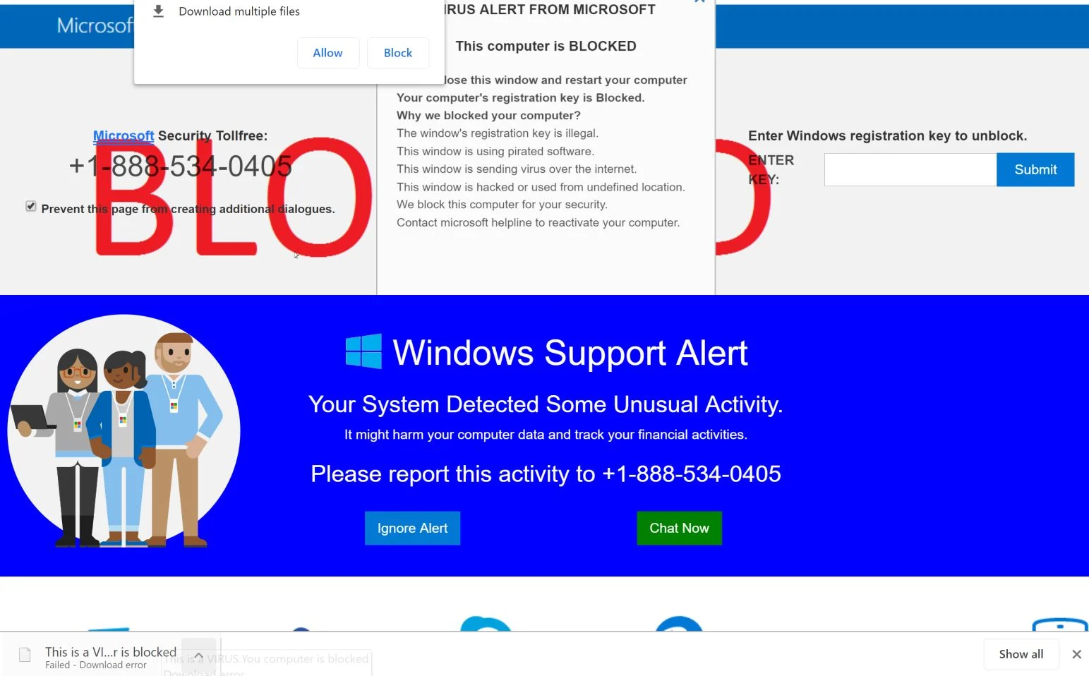 Remove "This is a VIRUS. Your computer is blocked" Tech Support Scam 1 Image: This is a VIRUS. Your computer is blocked - Tech Support Scam