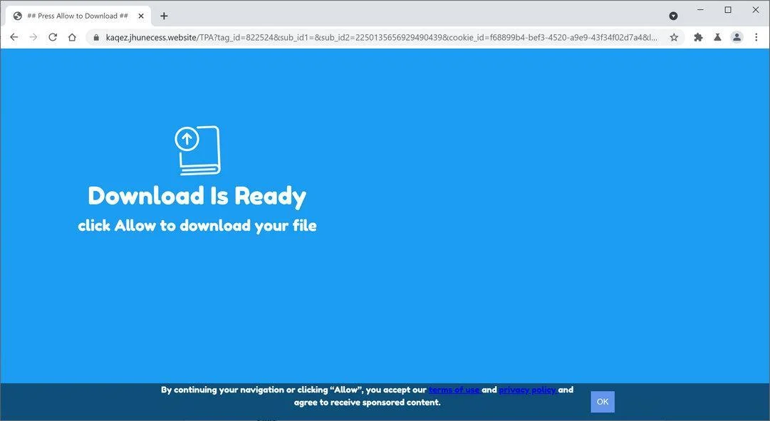 Image: Chrome browser is redirected to Jhunecess.website