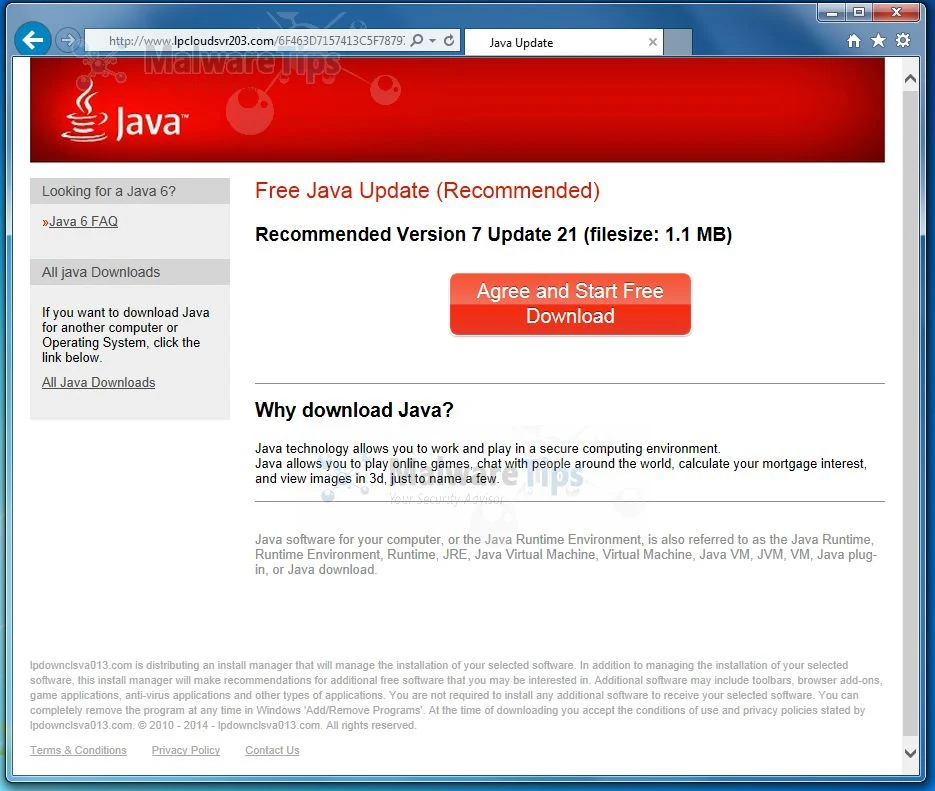 [Image: Lpcloudsvr203.com pop-up virus]
