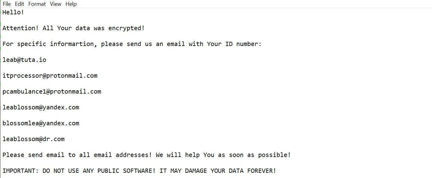 How to remove Leab@tuta.io SYS ransomware (Virus Removal Guide) 1 Image: Leab@tuta.io SYS Ransomware