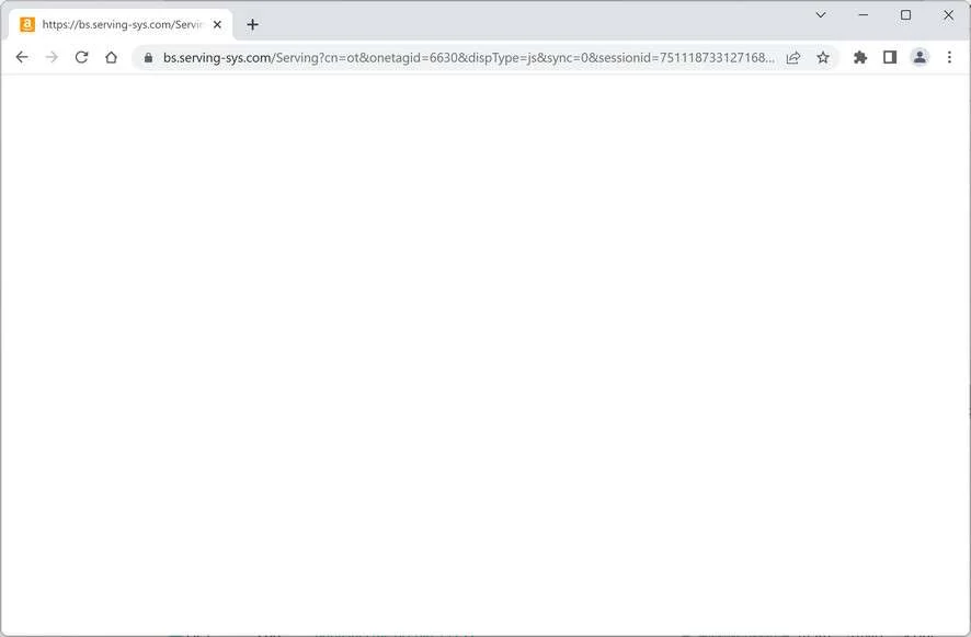 Image: Chrome browser is redirected to the Bs.serving-sys.com site