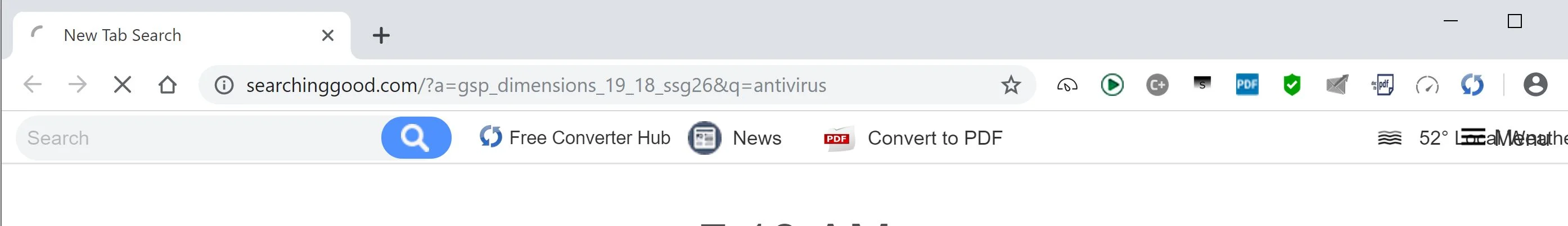 Image: Google Chrome is redirected to the Searchinggood.com site