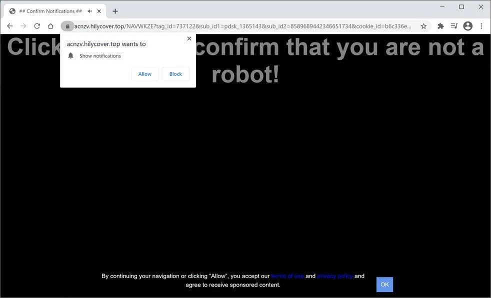 Remove Hilycover.top pop-up ads (Virus Removal Guide) 1 Image: Chrome browser is redirected to Hilycover.top