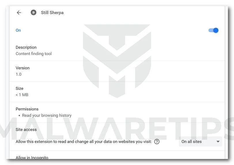 Remove Still Sherpa browser extension (Removal Guide) 1 Image: Still Sherpa Chrome extension
