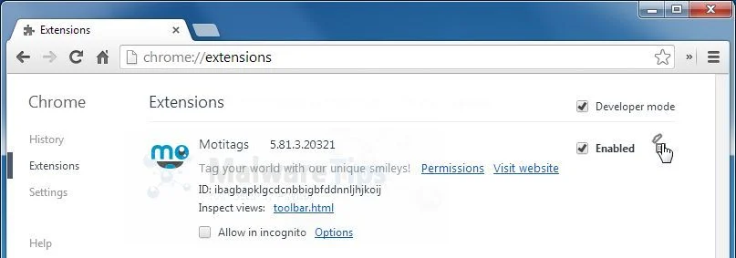 [Image: Motitags Toolbar Chrome extension]