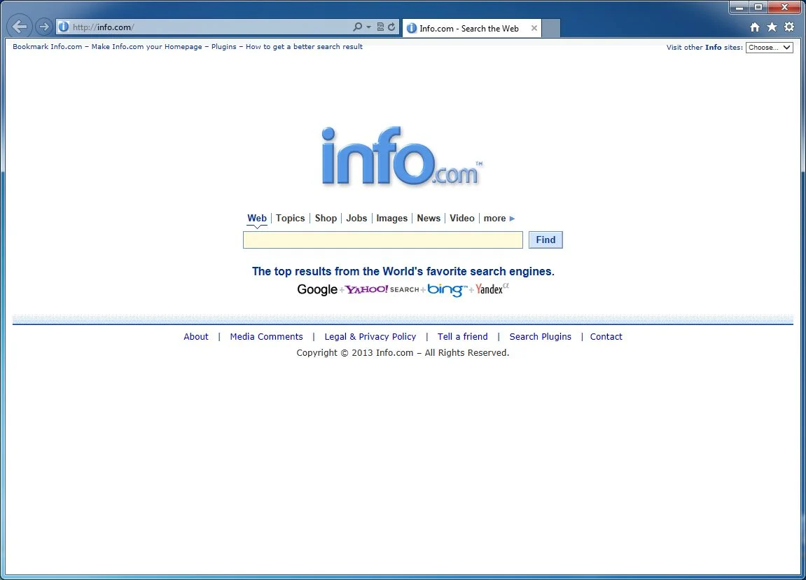 [Image: Info.com homepage virus]