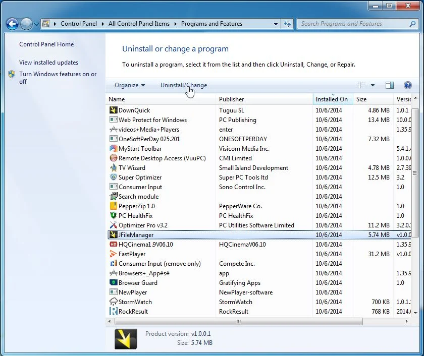 Uninstall JFileManager from Windows Remove JFileManager from Windows