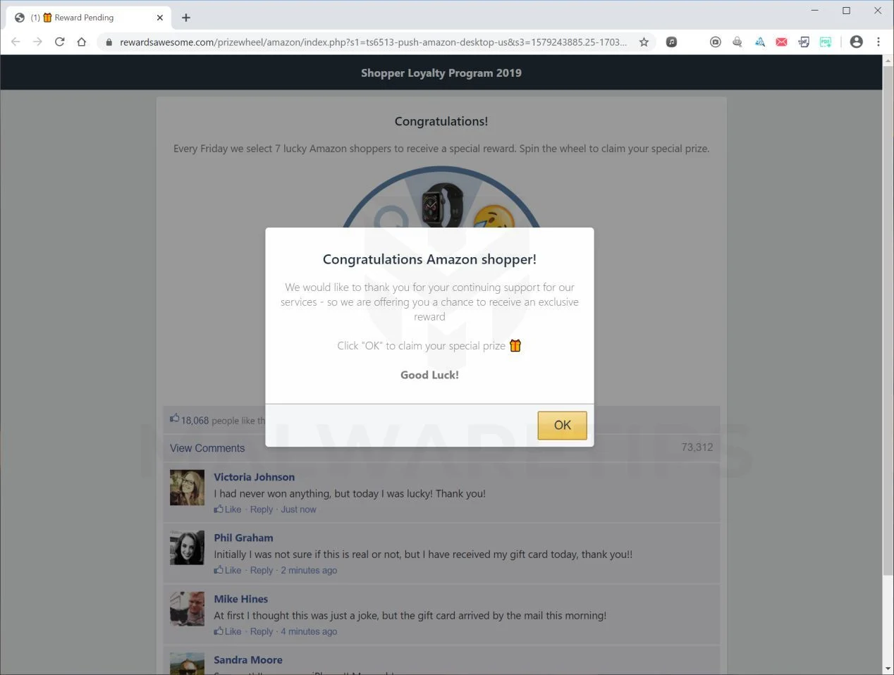 Remove "Congratulations Amazon shopper!" pop-up ads (Virus Removal Guide) 1 Image: Congratulations Amazon shopper Pop-up Scam