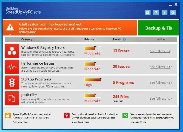 Uniblue SpeedUpMyPC 2015 malware