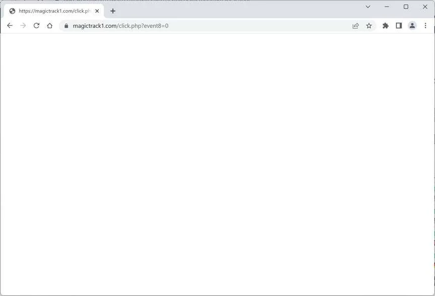 Image: Chrome browser is redirected to the Magictrack1.com site