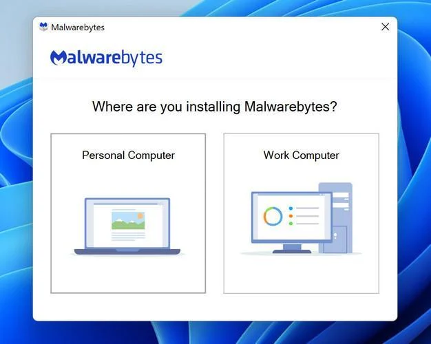Malwarebytes setup: Click on Personal Computer