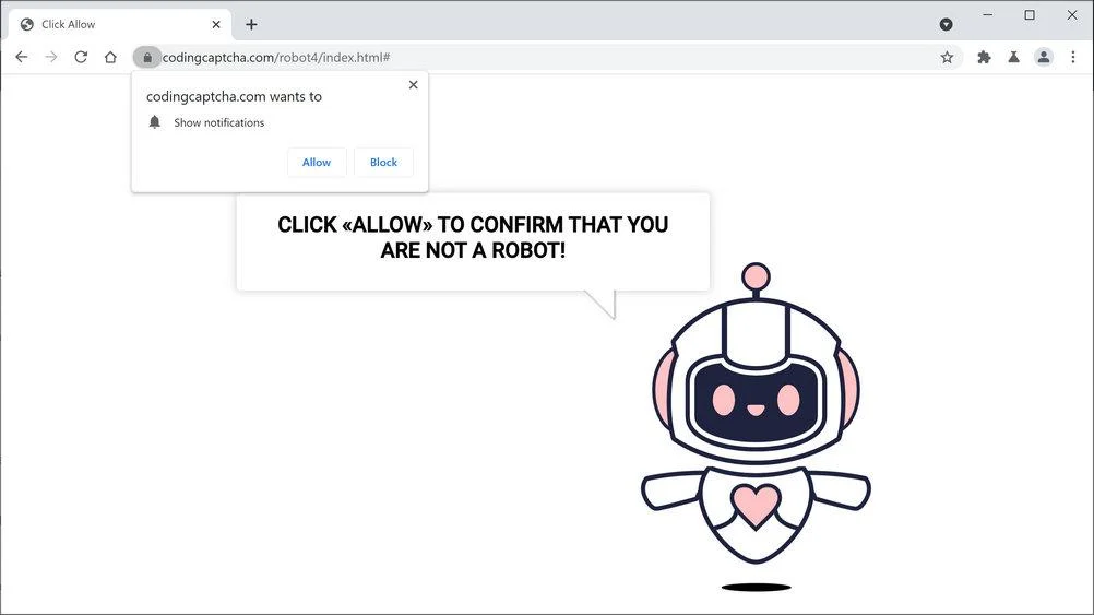 Remove Codingcaptcha.com pop-up ads (Virus Removal Guide) 1 Image: Chrome browser is redirected to Codingcaptcha.com