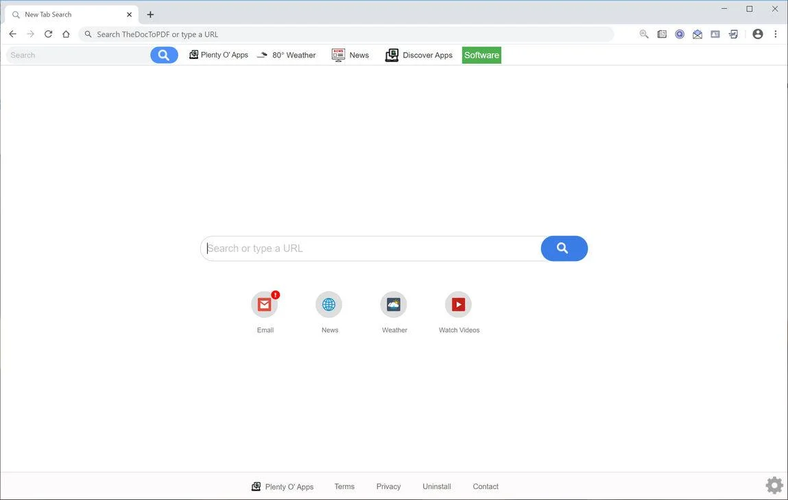 Image: Chrome browser is redirected to Search.hplentyoapps.com