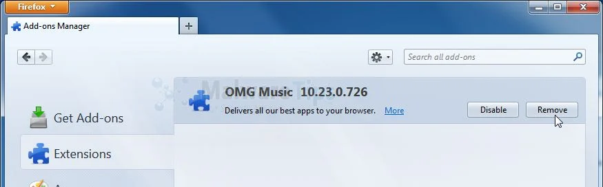 [Image: OMG Music Toolbar Firefox extension]