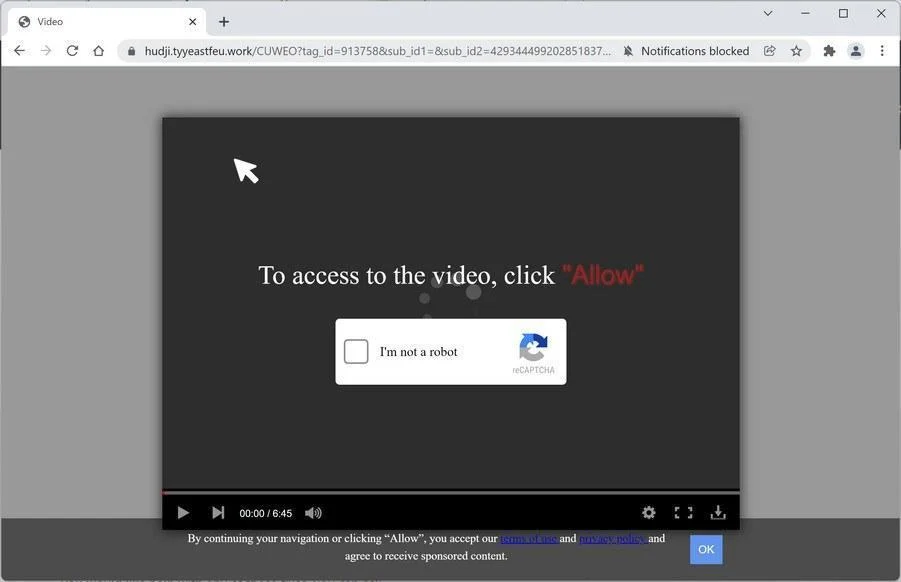 How to Remove Tyyeastfeu.work Pop-up Ads (Virus Removal Guide) 1 Image: Chrome browser is redirected to Tyyeastfeu.work